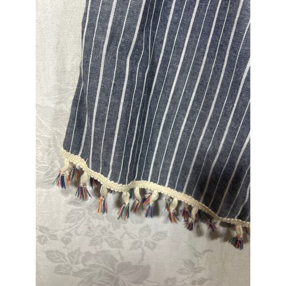 Oddy Shift Dress 3XL NEW Gray White Striped Embroidered Fringe Tassels - Picture 4 of 10